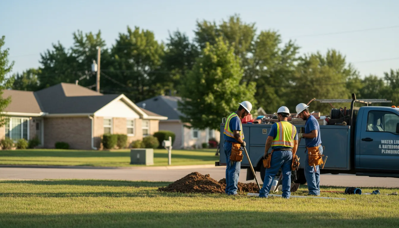 Residential water line and bathroom plumbing service in Coweta, OK